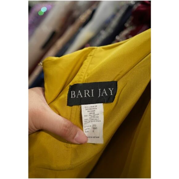 NWT Bari Jay Evening Gown Dress Womens 8 Gold Satin Strapless Pintuck Mermaid - Picture 5 of 5